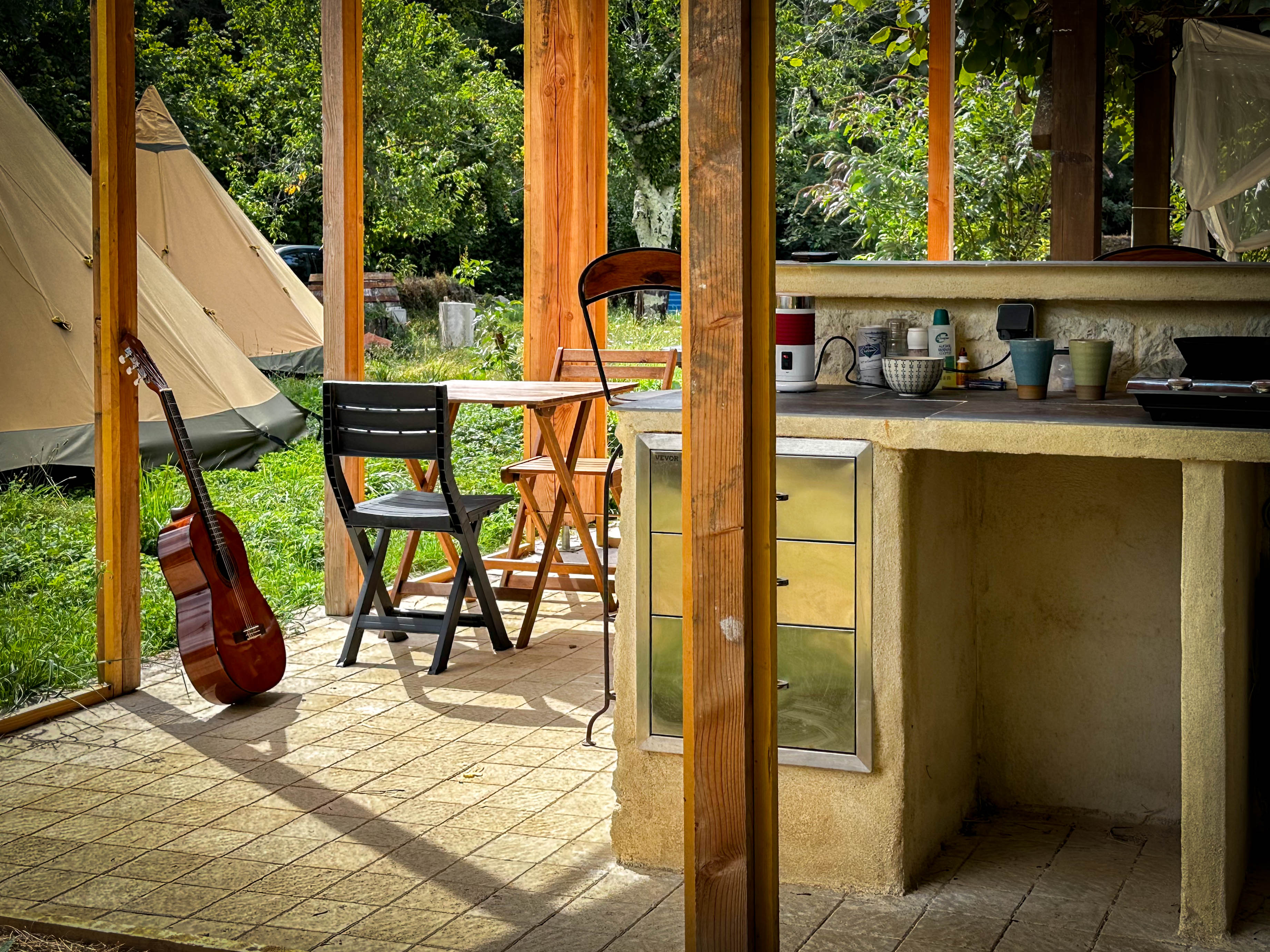 Outdoor kitchen and dining area