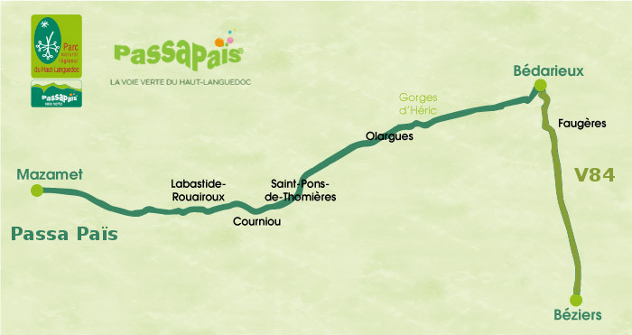 Passa Païs route map showing Mazamet to Béziers